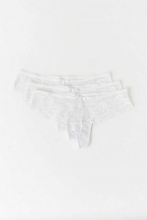 White Women Gina Tricot 3-pack Lace Thong | 21RLICKBG