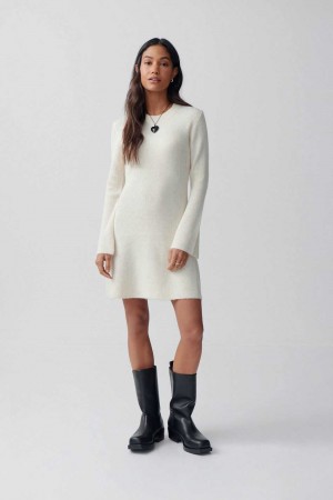 White Women Gina Tricot A-line Knitted Dress | 12NIVLCUO