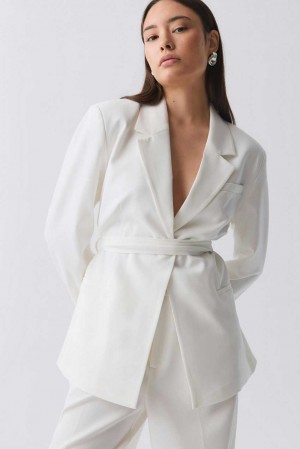 White Women Gina Tricot Belted Blazer | 76WXBKVAU