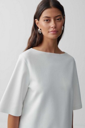 White Women Gina Tricot Boatneck Top | 26MZDIXLS