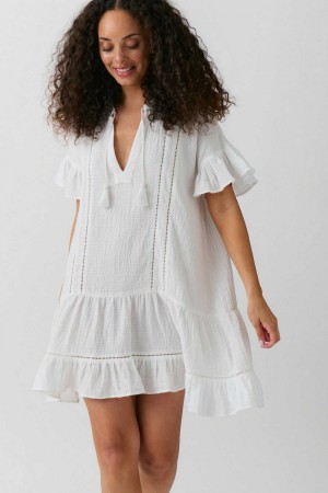 White Women Gina Tricot Boho Beach Dress | 61FLBEXNY