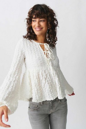 White Women Gina Tricot Boho Top | 67HBMUXTY