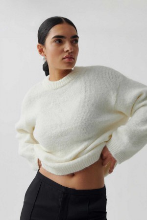 White Women Gina Tricot Boxy Knitted Sweaters | 48NVUIGRH