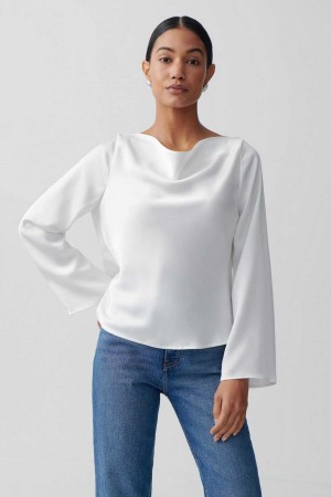 White Women Gina Tricot Draped Blouse | 61YIPSXOT