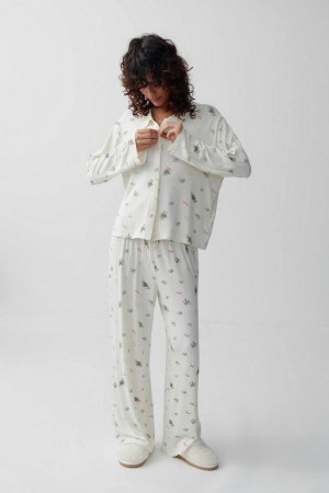 White Women Gina Tricot Drawstring Wide Pyjamas | 43MNFPYRD