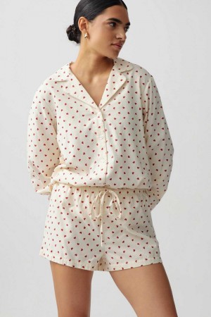 White Women Gina Tricot Flannel Pyjamas | 60EIFMUQS