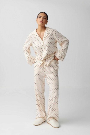 White Women Gina Tricot Flannel Pyjamas | 35LVHKFCW