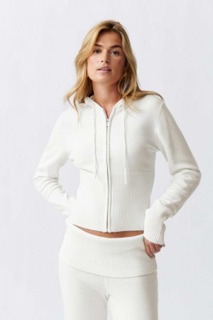 White Women Gina Tricot Knitted Lounge Jacket | 78AYHTXMU