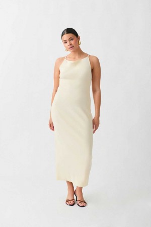 White Women Gina Tricot Knitted Strap Dress | 21CGRFPYN