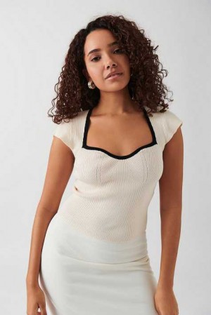 White Women Gina Tricot Knitted Sweaters | 81TMEDSJU