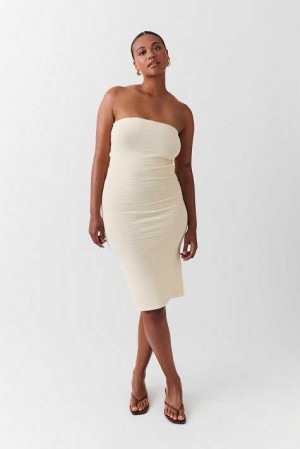 White Women Gina Tricot Knitted Tube Dress | 14VIDWRMB