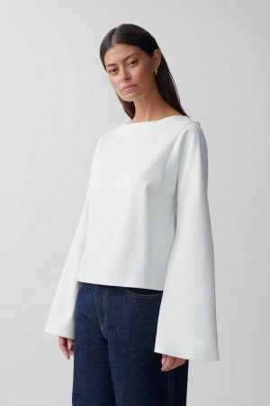 White Women Gina Tricot Long Sleeve T Shirts | 93PKZQHGO