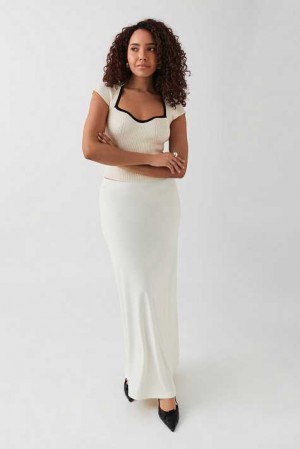 White Women Gina Tricot Low Waist Maxi Skirts | 73UDBRAMH