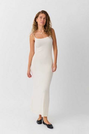 White Women Gina Tricot Maxi Slip Dress | 75TYKFZPO