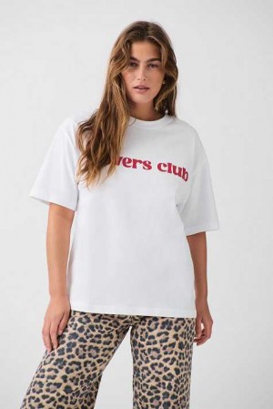 White Women Gina Tricot Oversized Print T Shirts | 57RUSFXYM