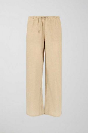 White Women Gina Tricot Petite Linen Blend Trousers | 47QGIMUKP