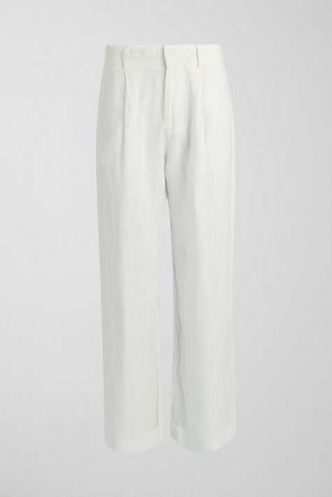 White Women Gina Tricot Petite Linen Trousers | 54VTWHKPO