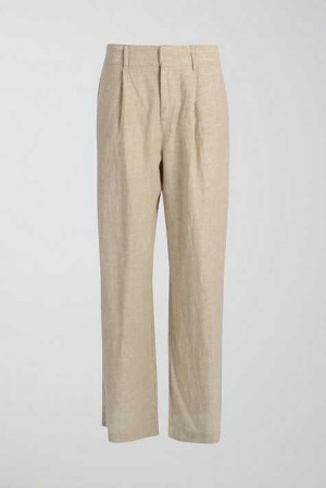 White Women Gina Tricot Petite Linen Trousers | 25QLMXERF