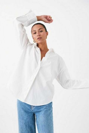 White Women Gina Tricot Poplin Shirts | 81YDETCGK