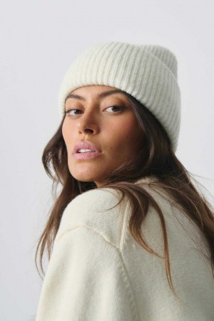 White Women Gina Tricot Rib Beanie | 57LBNYGJA