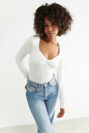 White Women Gina Tricot Soft Touch Jersey Tops | 96FNXUCIG