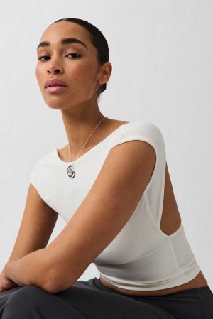 White Women Gina Tricot Soft Touch Open Back Top | 21RQGTCFX