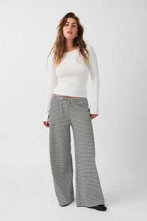 White Women Gina Tricot Striped Soft Trousers | 92MPXYKSL