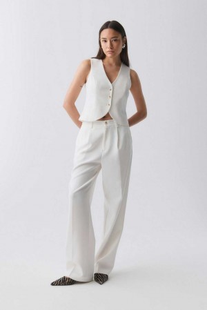 White Women Gina Tricot Tailored Wide Trousers | 84RJBMVKG