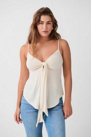 White Women Gina Tricot Tie Tank Top | 49QVACUSH