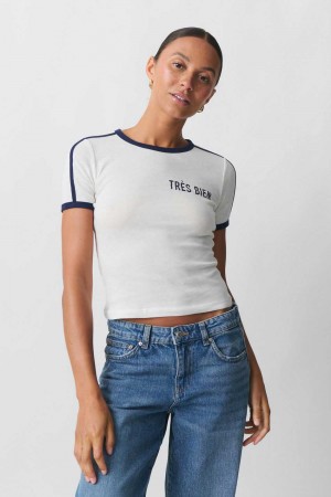 White Women Gina Tricot Tight T Shirts | 27GRTQIFL