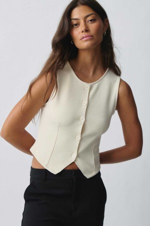 White Women Gina Tricot Top Vest | 61HGXRMZP