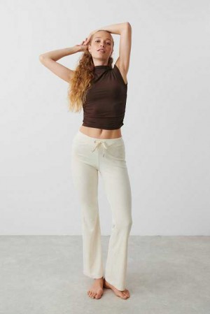 White Women Gina Tricot Velour Trousers | 95GOIMPHS