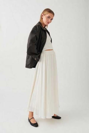 White Women Gina Tricot Wide Maxi Skirts | 91PLHYJIE