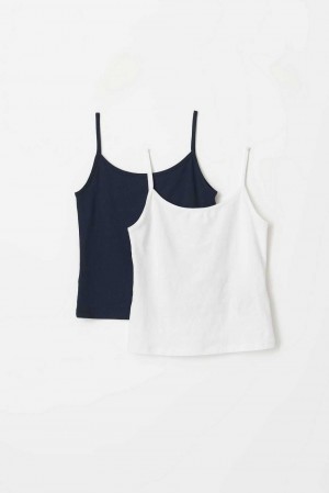 White Young Gina Tricot 2 Pack Y Basic Tank Top | 42DBMZCPS