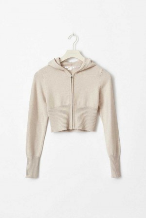 White Young Gina Tricot Knitted Yoga Hoodie | 98CKUGYWV