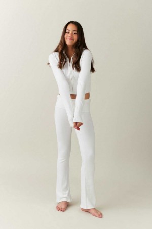 White Young Gina Tricot Knitted Yoga Pants | 09QTSAZYE