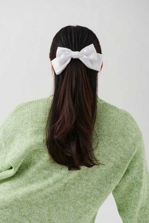 White Young Gina Tricot Satin Bow Hair Clips | 70LNRYXSB