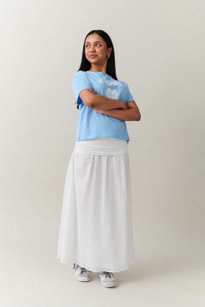 White Young Gina Tricot Y Folded Maxi Skirts | 52VCSPEXJ