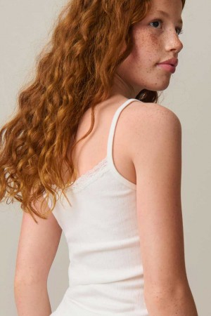 White Young Gina Tricot Y Lace Tank Top | 38WZAMHFJ