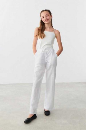 White Young Gina Tricot Y Linenmix Trousers | 25RBMUOVQ