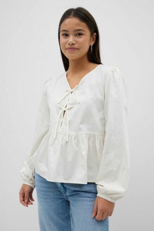 White Young Gina Tricot Y Puff Sleeve Blouse | 79TNRPHYD