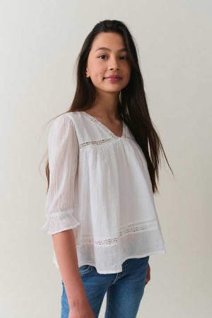 White Young Gina Tricot Y Puff Sleeve Blouse | 26XVLMKNI