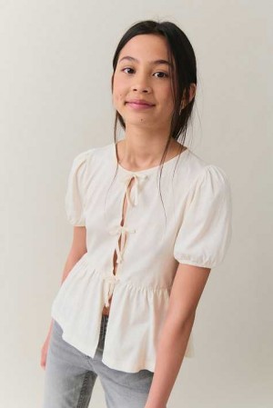 White Young Gina Tricot Y Puff Sleeve Top | 95LKWOSNJ