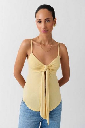 Yellow Women Gina Tricot Tie Tank Top | 16RAMSQUI